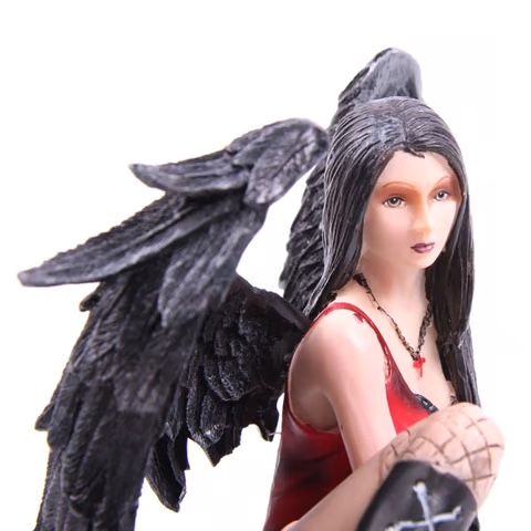 Statuette: Dunkler Gothic Engel auf Felsen - rot – Nuovo e nell'imballaggio originale da Menzingen venduto da fairy123 3