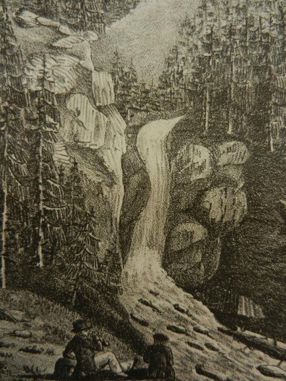 Stiche: Chûte de Groslaui Lithographie – Gebraucht aus Risch von Antikfee 9