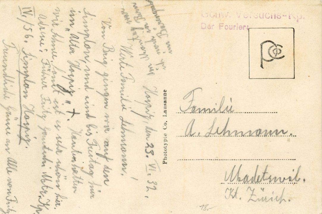 Cartoline postali: Simplon - Kulm   VS       um 1932 – Usato da Brig venduto da Valcards54 1