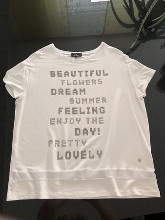 Monari Damen T-Shirt, Grösse 40, weiss mit Glitzersteinchen