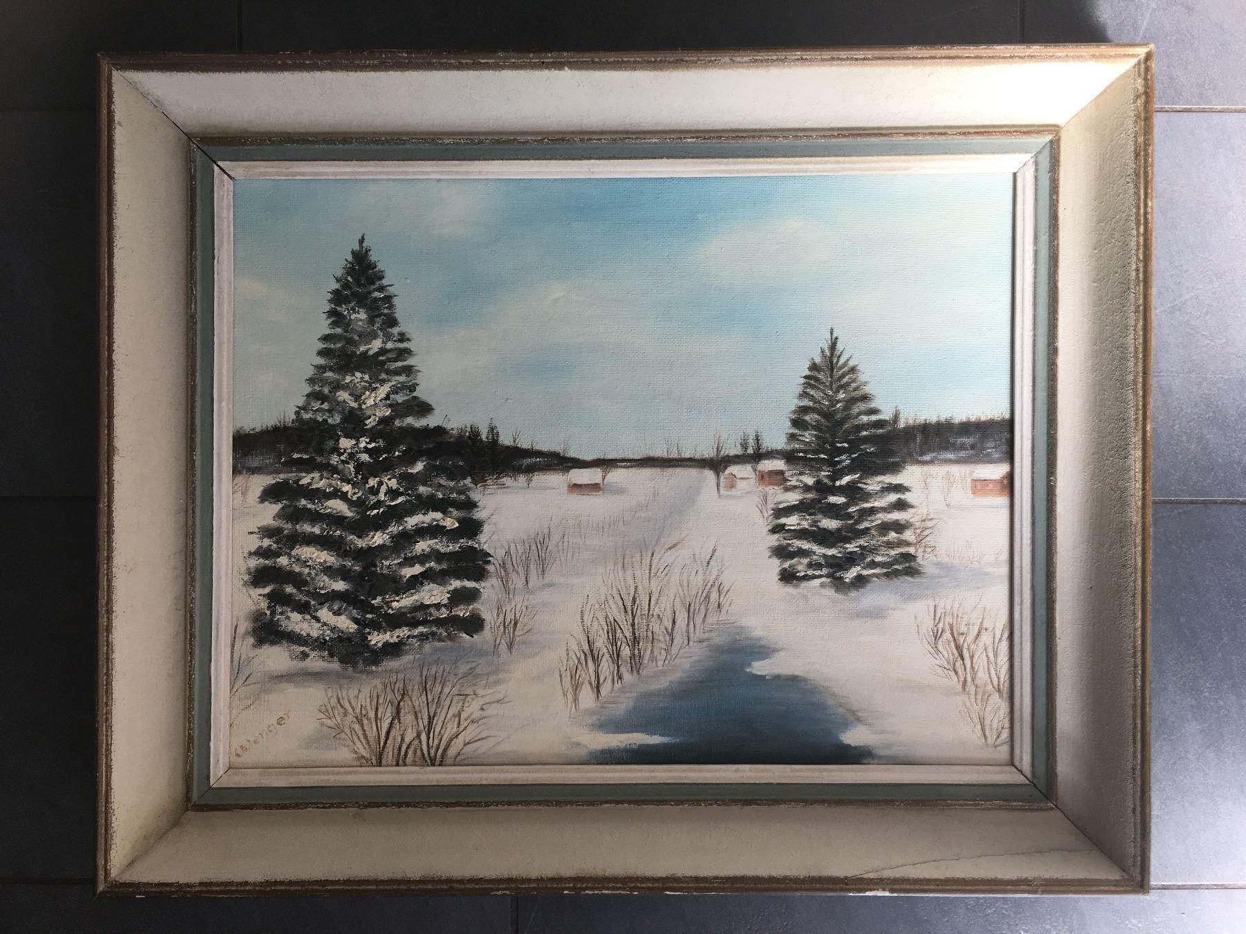 Dipinti: GEMÄLDE LANDSCHAFTSBILD WINTER SIGNIERT WENGER – Usato da Subingen venduto da ArtBead 3