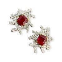 2.20ct Rubin Ohrringe 18k Weiss- Gelbgold