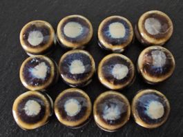 25x Keramik Zwischen flache Kugel Olive Kette Basteln Perlen