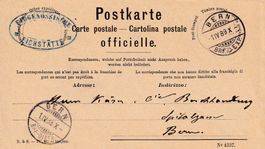 1889: Offiz. Eidgenössische Dienstpostkarte Bern, gelaufen.