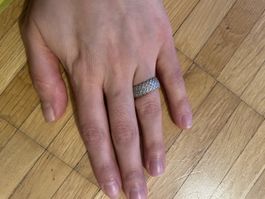 Sparkling Pave Band silver Ring, size 51-52