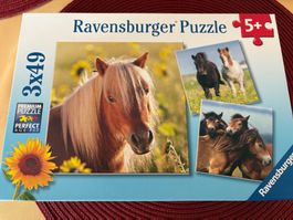 Ravensburger Puzzle 3x49 Teile Pferde Motiv guter Zustand