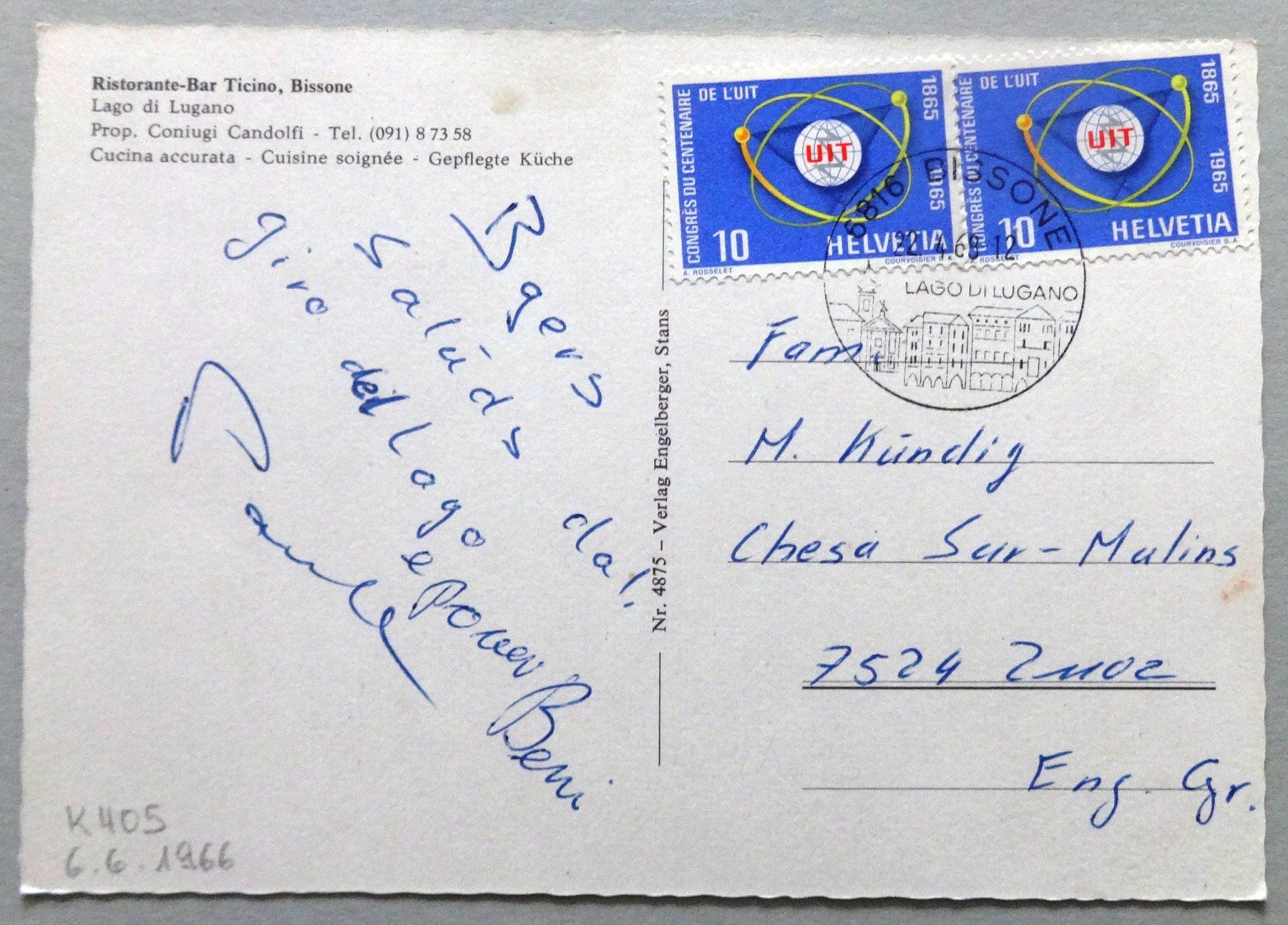Cartoline postali: Ristorante Ticino, Bissone – Difettoso da Fétigny venduto da Billy2miny 1