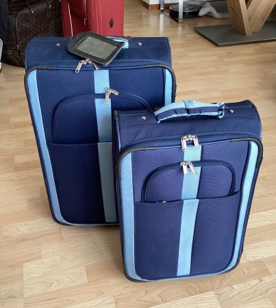 Reise-Rollkoffer, gross + klein, blau, gebraucht