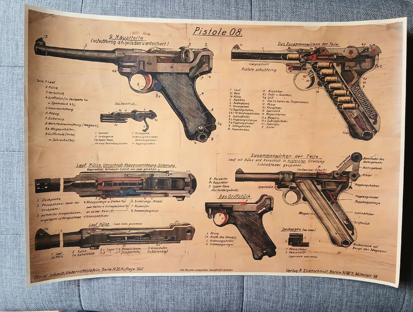 Armée suisse Armes blanches: Schéma technique pistolet Luger  – D'occasion à Sciernes-d'Albeuve par Dojo004