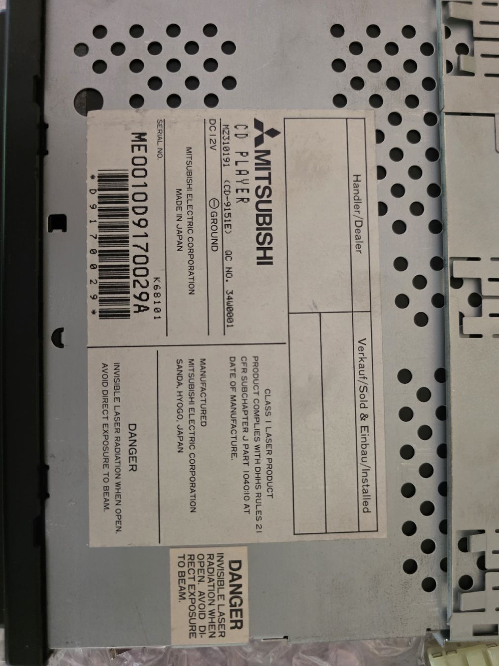 Mitsubishi Alle Autoersatzteile: Lecteur CD Mitsubishi  ME001009170029A  – Gebraucht aus Carrouge VD von Bogdan95 1