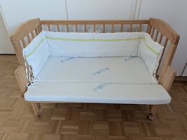 Babybett 90 x 55 cm, inkl. Matratze und Bettwäscheset