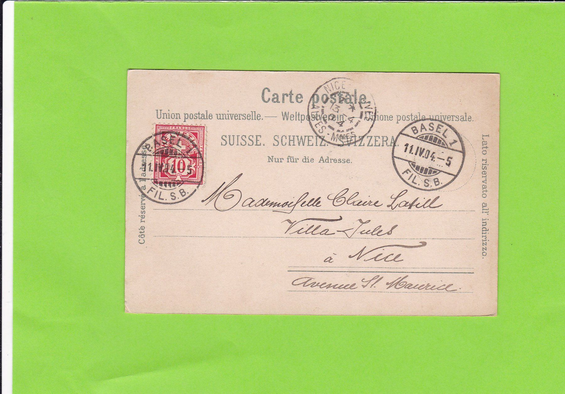 Cartoline postali: Gruss aus Basel. Notbrücke--1904 – Usato da St. Peterzell venduto da neckertal 1
