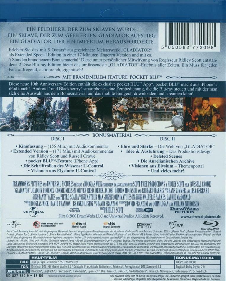 Alle DVDs: Gladiator (2000) Ridley Scott/Russell Crowe/Joaquin Phoenix – Gebraucht aus Volketswil von cinephilia 1
