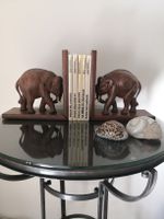🤩 2 STK: VINTAGE TEAKHOLZ ELEFANTEN MIT ELFENBEINZÄHNE