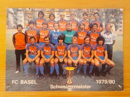 FC Basel Mannschaftskarte Schweizermeister 1979/80 fcb basel