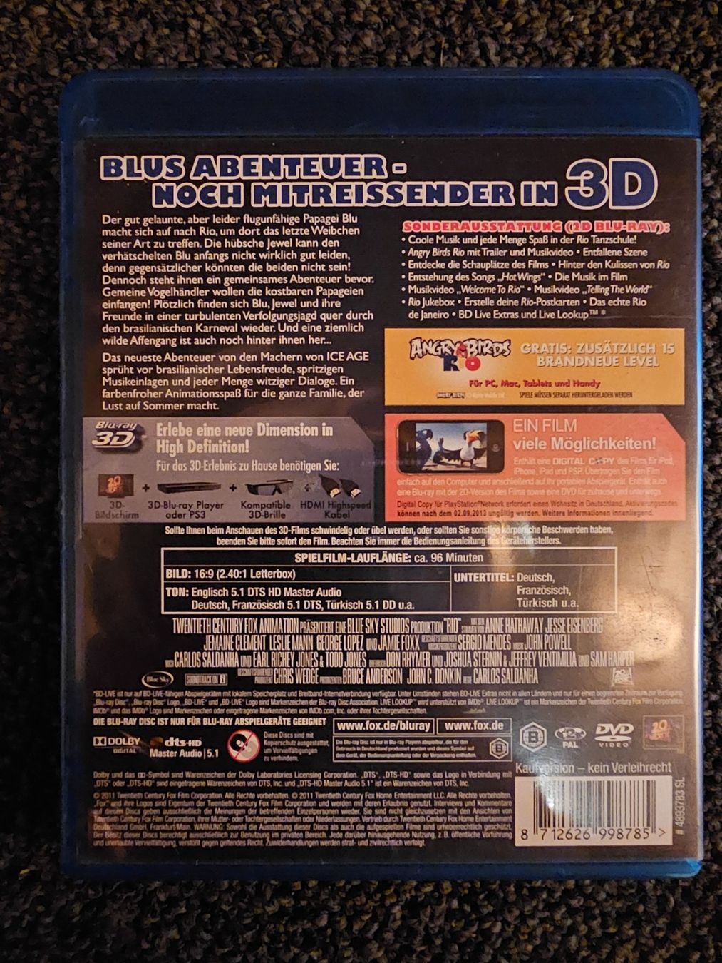 Alle DVDs: RIO BLURAY + BLURAY 3D – Gebraucht aus Ruswil von jan_bxl5 1