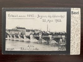 BASEL Alte Rheinbrücke von 1225, Beginn des Abbruches 1903