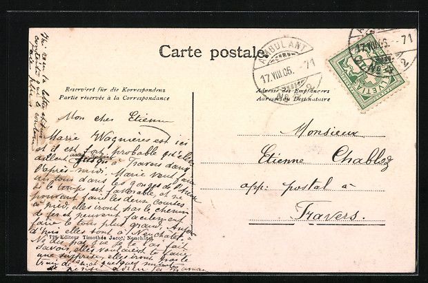 Cartoline postali: AK Boudry, Gesamtansicht, 1906 – Usato da Berlin venduto da bartko-reher 1