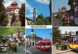 AK Frauenfeld TG mit Triebwagen FW und Postauto