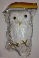 Eule weiss 28 cm mit Federn - Winter-/ Halloweendeko