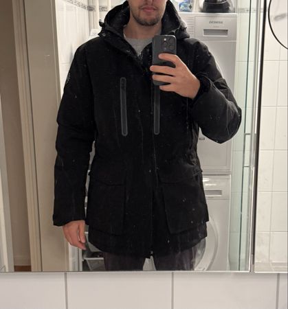 Herren Winter Parka Schwarz L