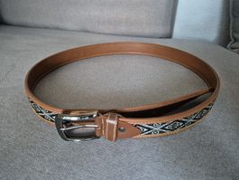 Gürtel Leder gewobener Stoff aus Equador neu