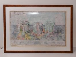 Lithographie von Paul Stüssi mit Rahmen guter Zustand