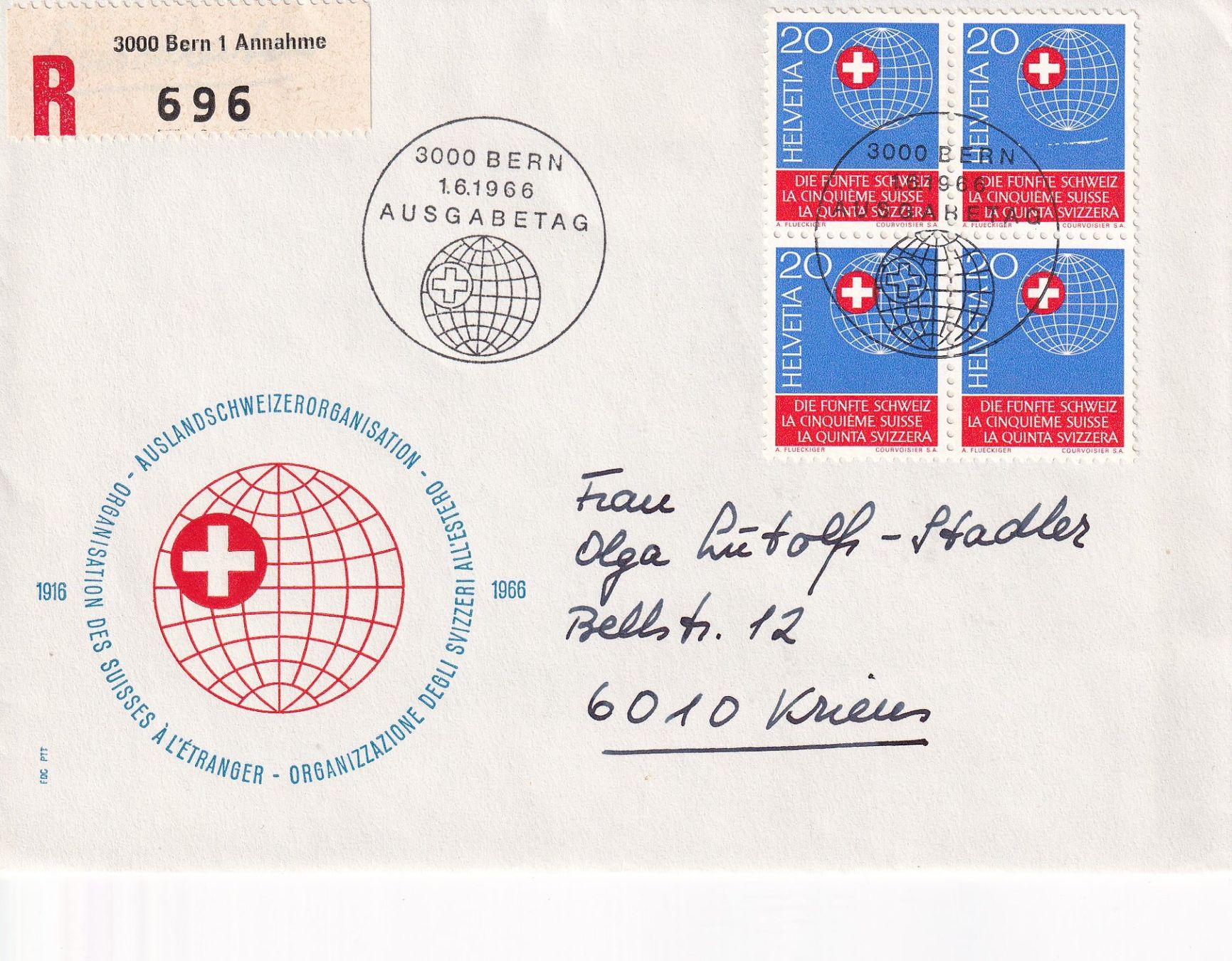 Tutti i francobolli: Lot 7 Briefe FDC 4er Block 1966 – Usato da Rossa venduto da becky05 3