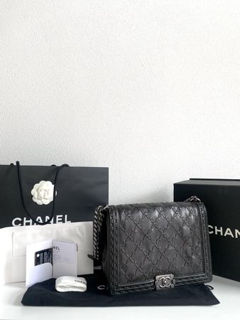 Chanel Whipstitch Caviar Large Boy sac Tasche FULLSET