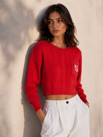 SANDRO PARIS Pullover Strick rot Gr. S