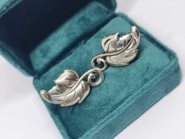 Antike Ohrringe zum anschrauben Blätter 925 Silber