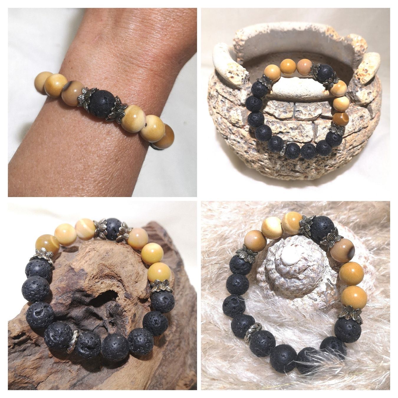 Bracciali & Braccialetti: Lava-Senfjade Armk. - Spendenaktion – Nuovo (secondo la descrizione) da Unterkulm venduto da Nachtigall