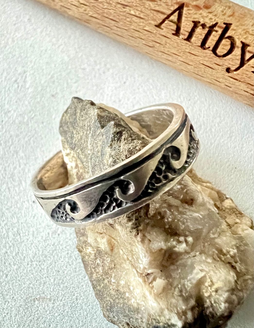 Bagues: 925 Silber Ring mit maritimem Wellenmuster Vintage – D'occasion à Ruswil par artbyhand 4