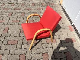 Retro Sessel der 50er Jahre mit Bambus Gestell, rot 💥