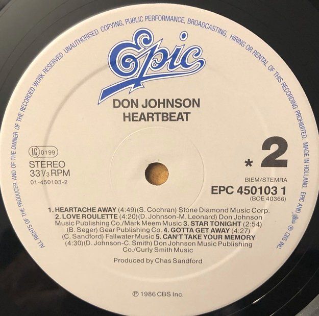 Dischi in vinile: Don Johnson - Heartbeat (LP) – Usato da Grüningen venduto da azulvinyl 4