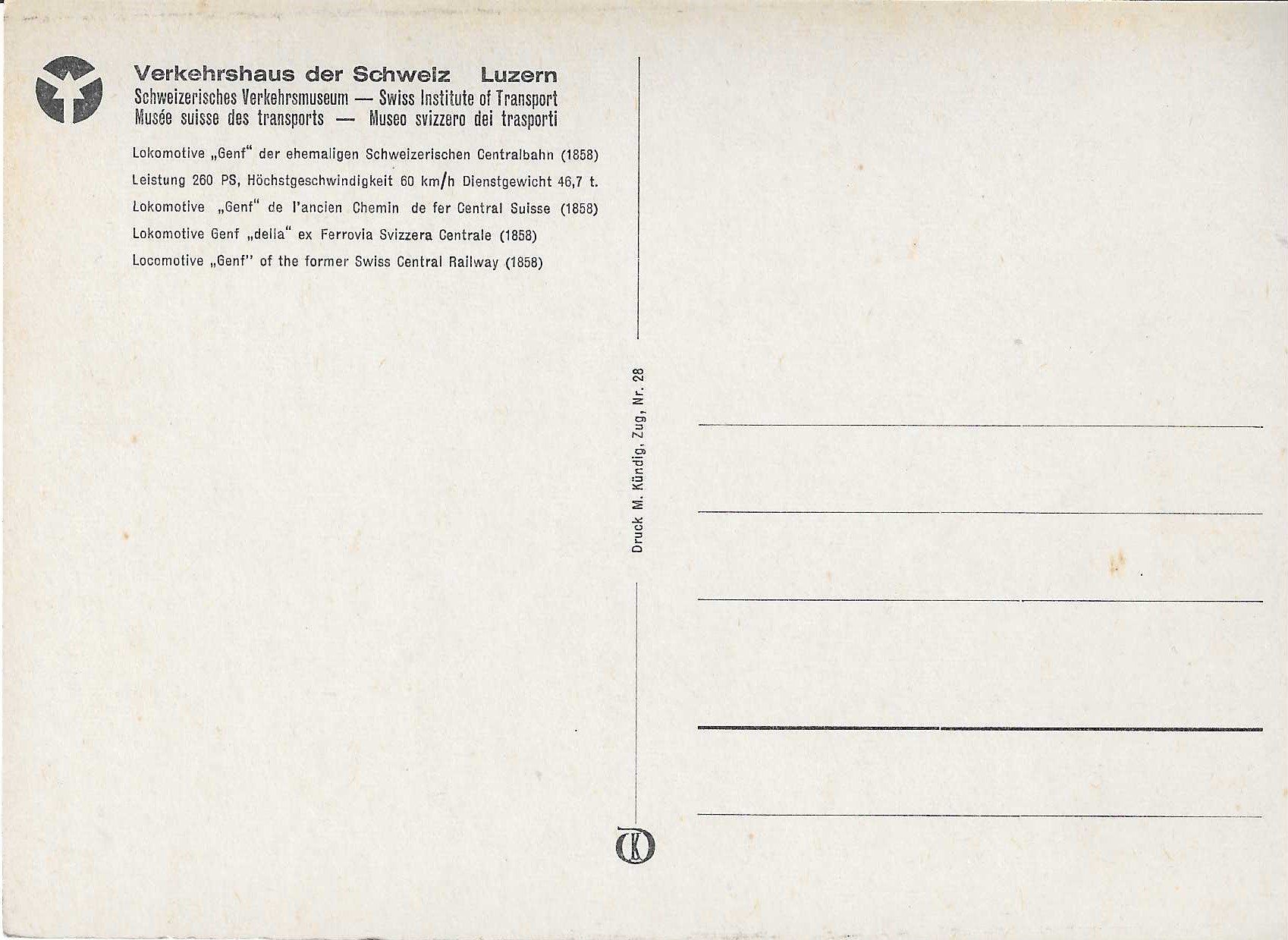 Cartoline postali: Lokomotive "Genf" der ehemaligen Centralbahn 1858 – Nuovo (secondo la descrizione) da Rothrist venduto da Stranglehold 1