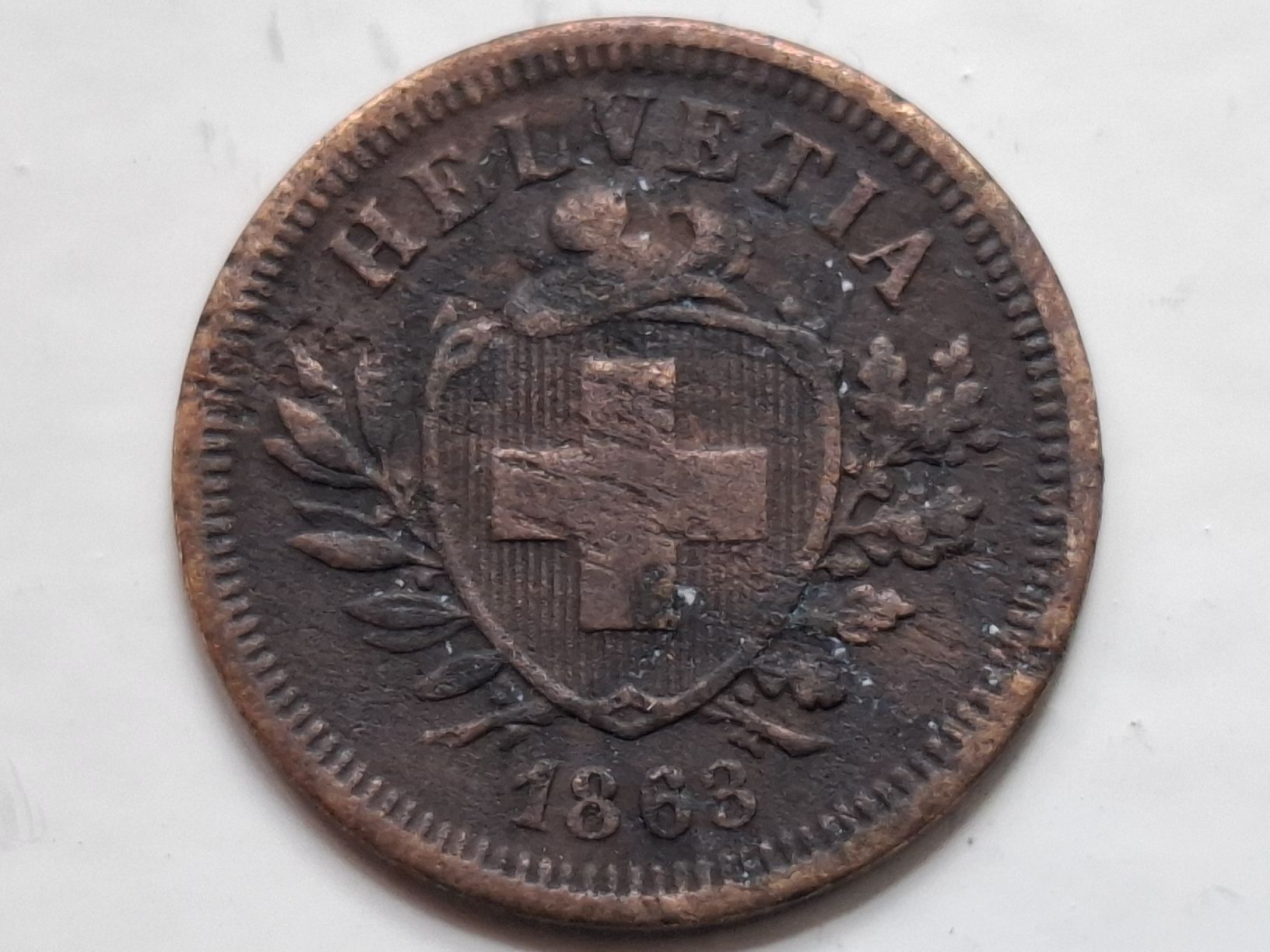 Toutes les monnaies: 1 Rappen 1863 – D'occasion à Neuchâtel par Grandloupblanc