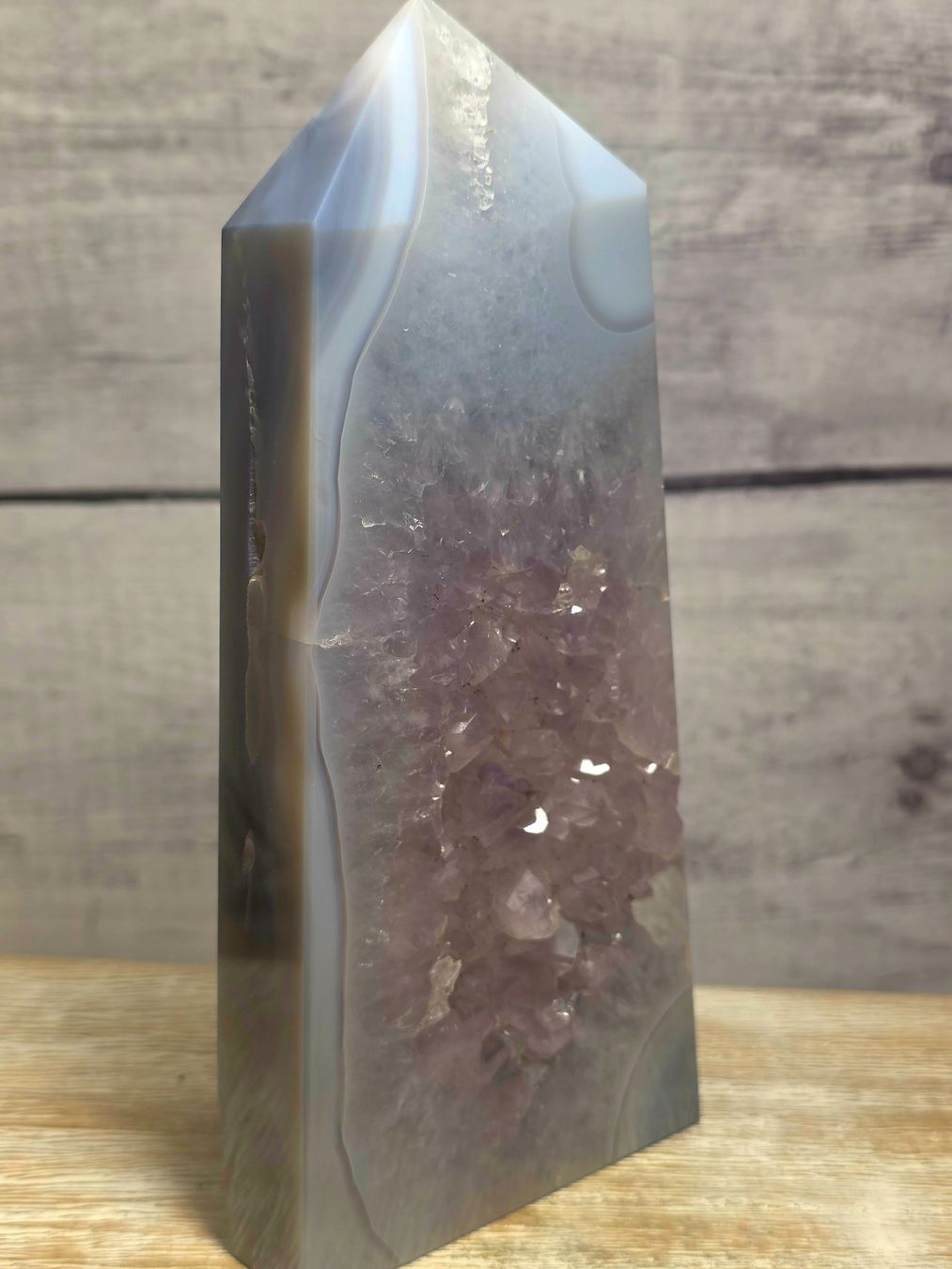 Minerali & Pietre curative: Amethyst-Achat Obelisk 686g – Nuovo e nell'imballaggio originale da Matzingen venduto da Shay_Crystalz 1