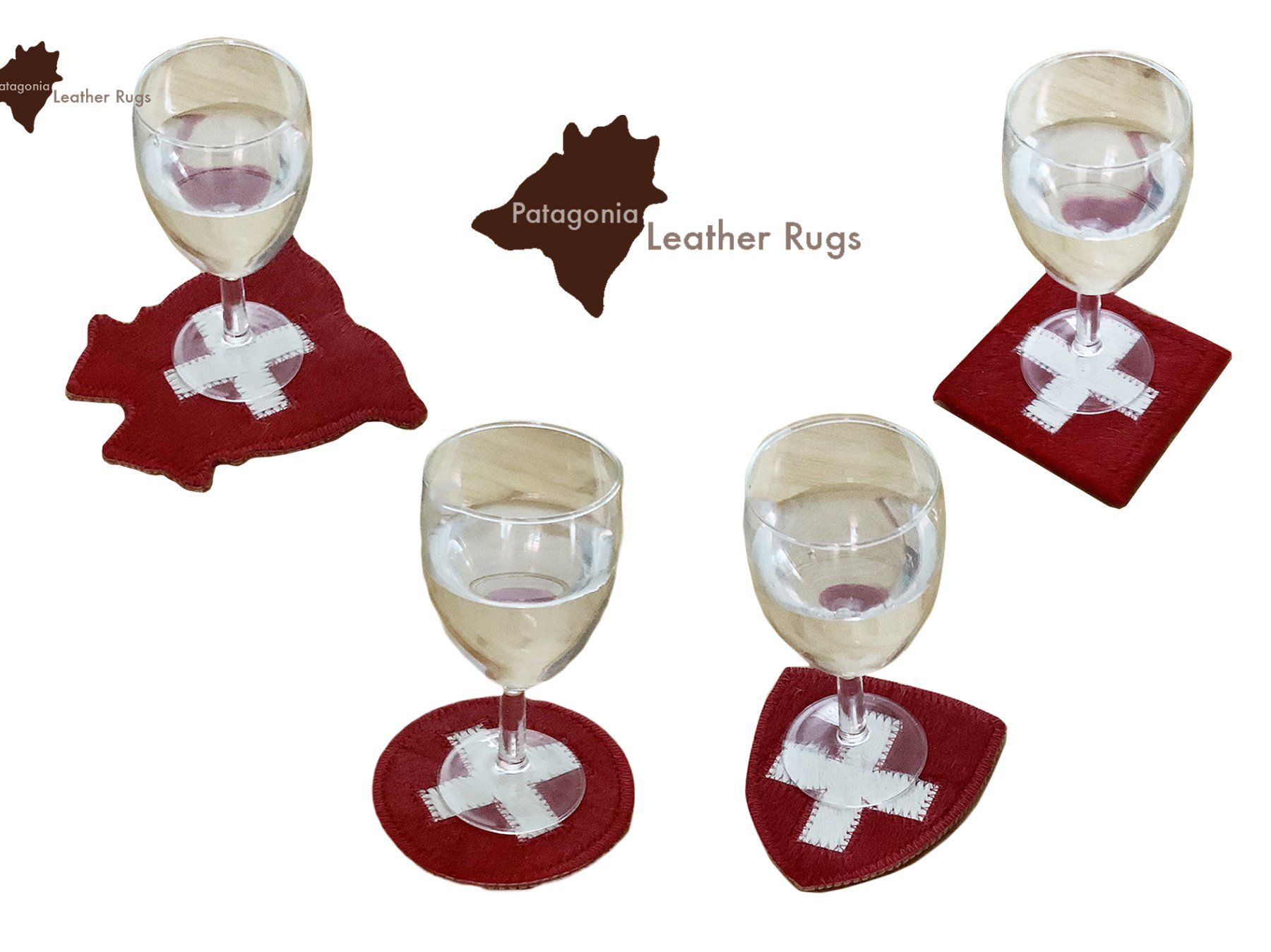 Sottobicchieri: Set mit 6 Kuhfell Untersetzern – Nuovo e nell'imballaggio originale da Arbedo venduto da patagonialeatherrugs