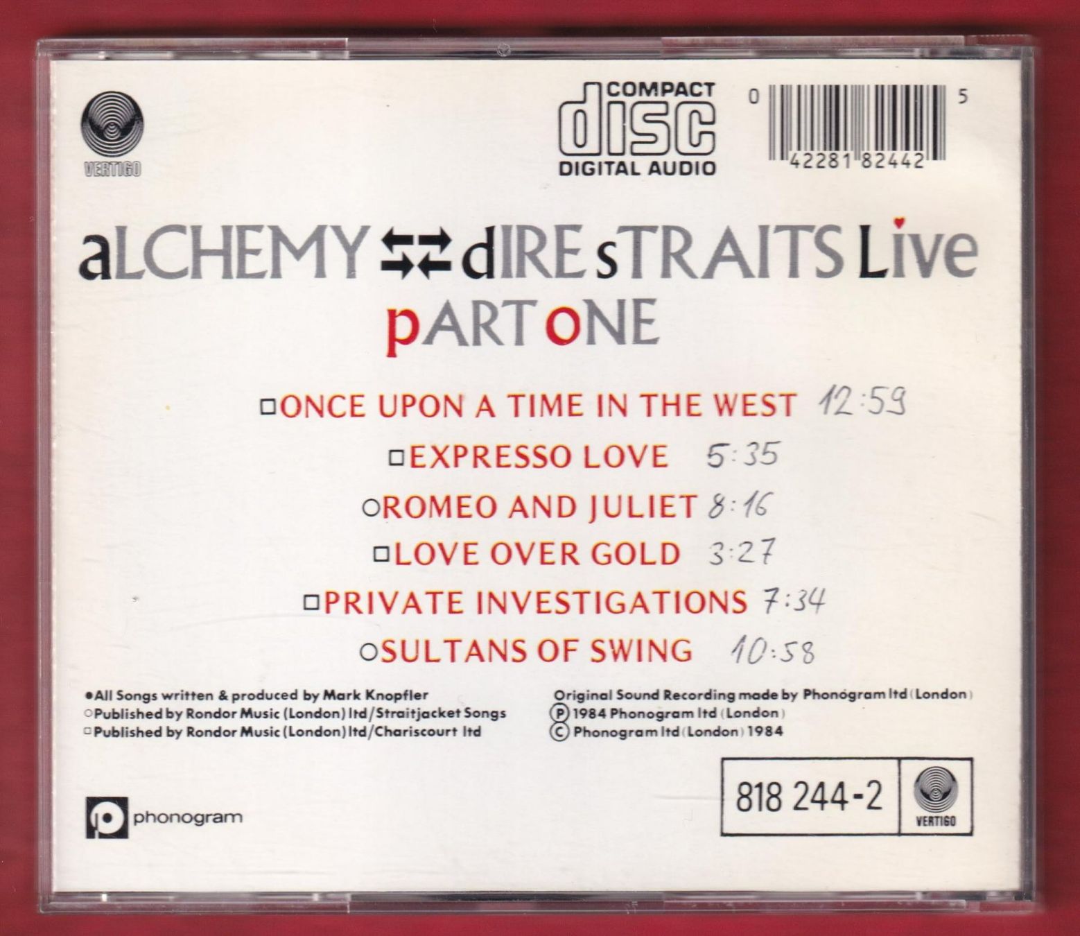 CD: Dire Straits Live - Alchemy - Part One (CD) – Usato da Zürich venduto da Pfluftl2000 1