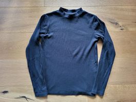 Pull noir côtelé col montant, M 18 ans, 164-170cm
