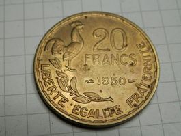 Frankreich 20 Franken, 1950 Signatur 'GEORGES GUIRAUD' in zw