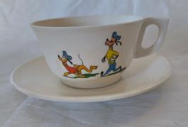 1 Ornamin Tasse + Unterteller  "Goofy, Donald Duck + Pluto"