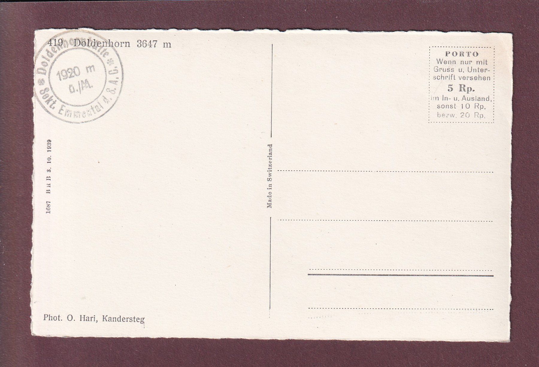 Cartoline postali: DOLDENHORN – Usato da Pully venduto da nicecards 1