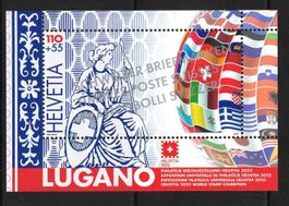 Bloc Lugano - surimpression Timbres poste Suisse