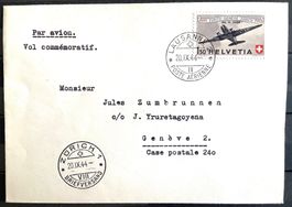 1944 Flugpost 25 Jahre CH Luftpost Lausanne-Zürich