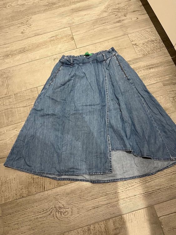 Chemisier Femme Stile Benetton Taille L – Bleu/gris, Motif Floral, Occasion Très Bon état