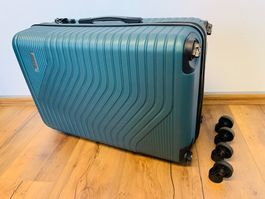 Hartschalenkoffer Koffer Rollen abnehm. L 66cm Navy Grün NEU