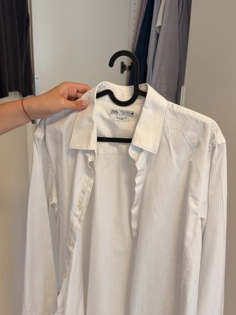 Zara Men's Shirt White Striped Size L Used Condition