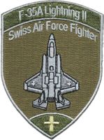 F-35A Lightning II Swiss Air Force Fighter Aufnäher Stoff.